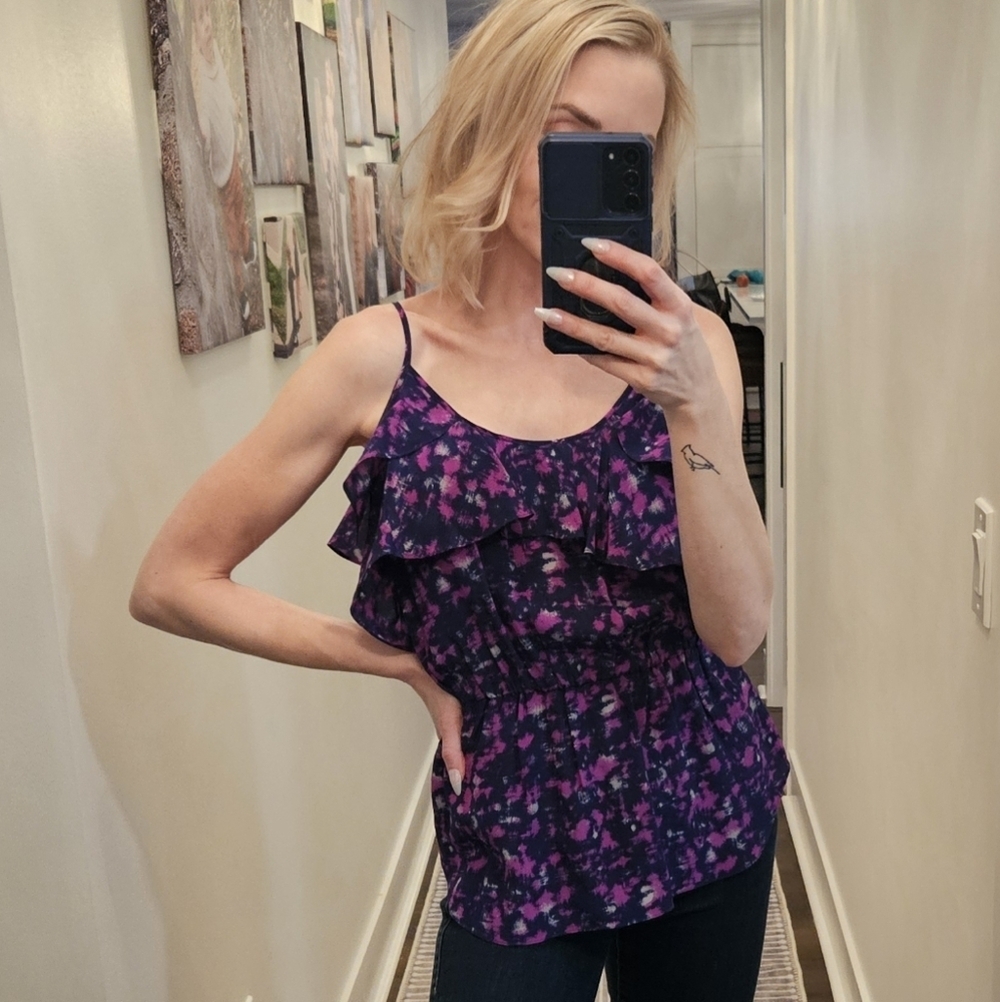 NWT Rebecca Taylor 100% Silk Floral Top - Size 4 - Picture 2 of 13